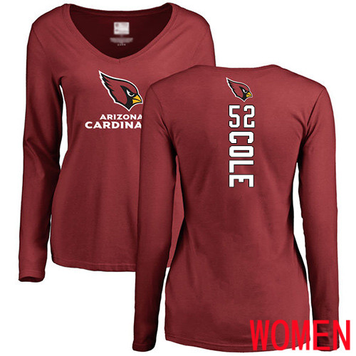 Arizona Cardinals Maroon Women Mason Cole Backer NFL Football #52 Long Sleeve T Shirt